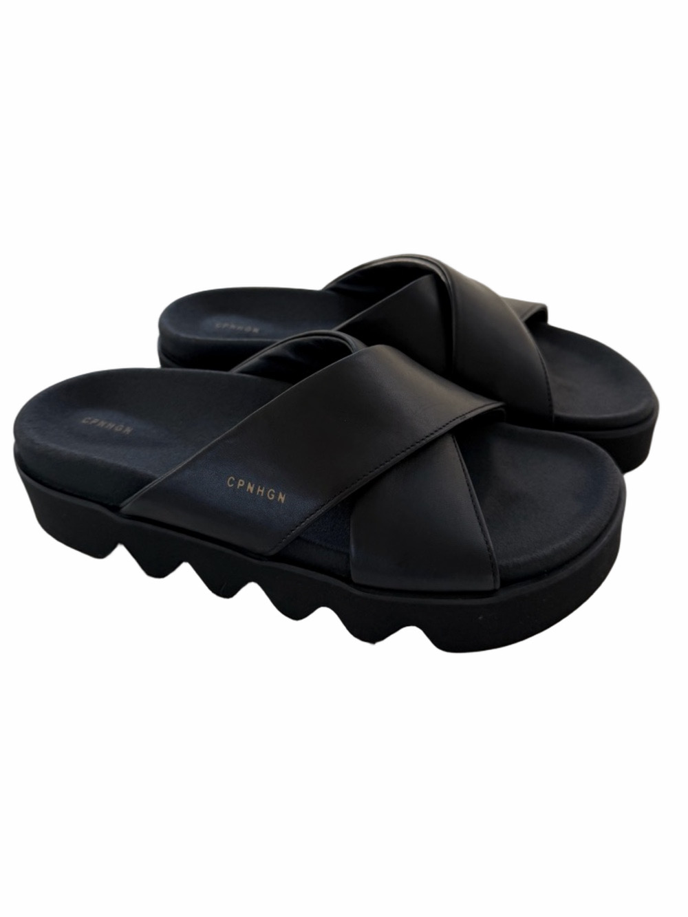 CPNHGN Vitello CPH706 Platform Sandals Black Leather Size 8.5 Copenhagen Studios